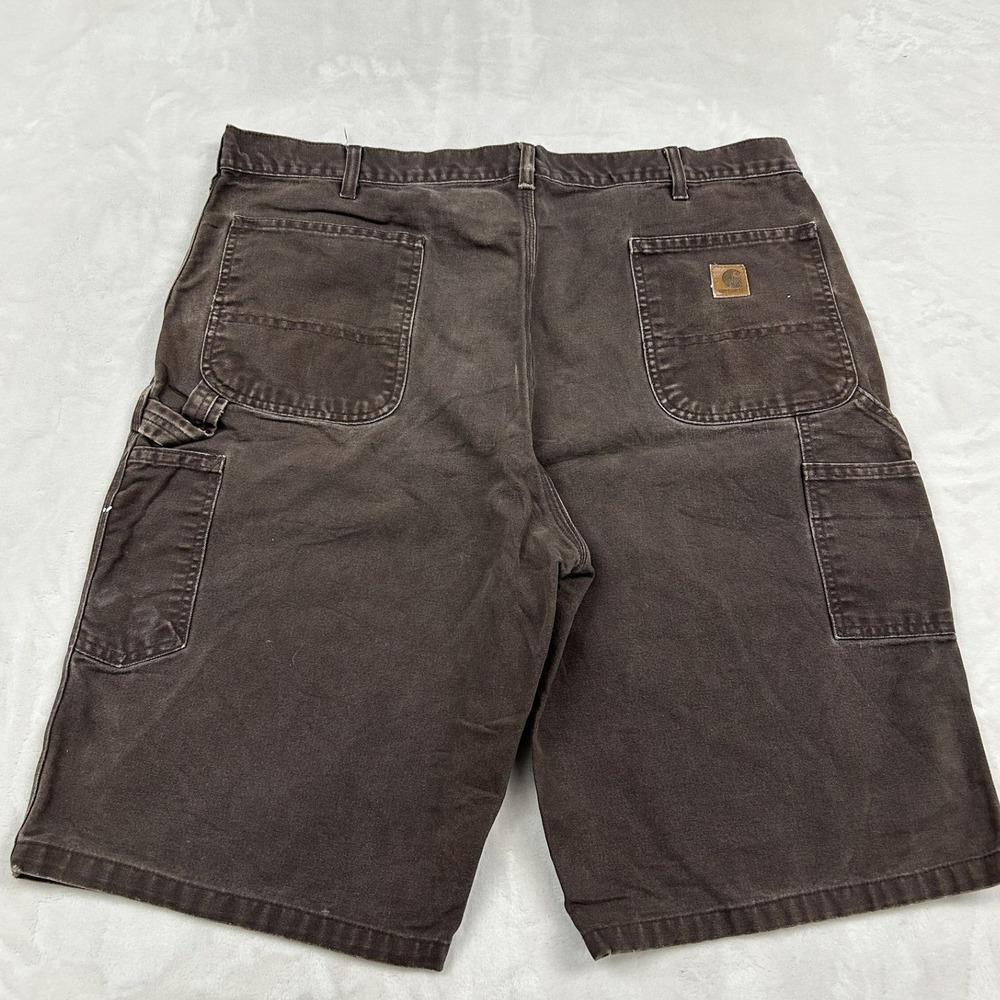 Carhartt Carpenter Shorts Mens 40 Brown Distressed Canvas Utility Workwear